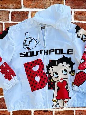 South Pole White Jacket with Red & Black Betty Boop Graphic